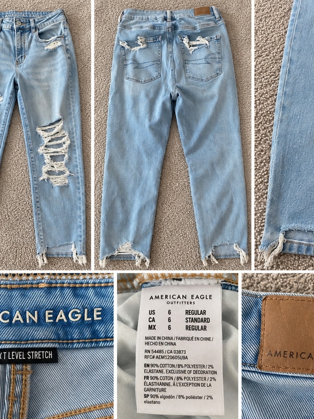 American Eagle Outfitters Light Blue Distressed Skinny Jeans - Size 6